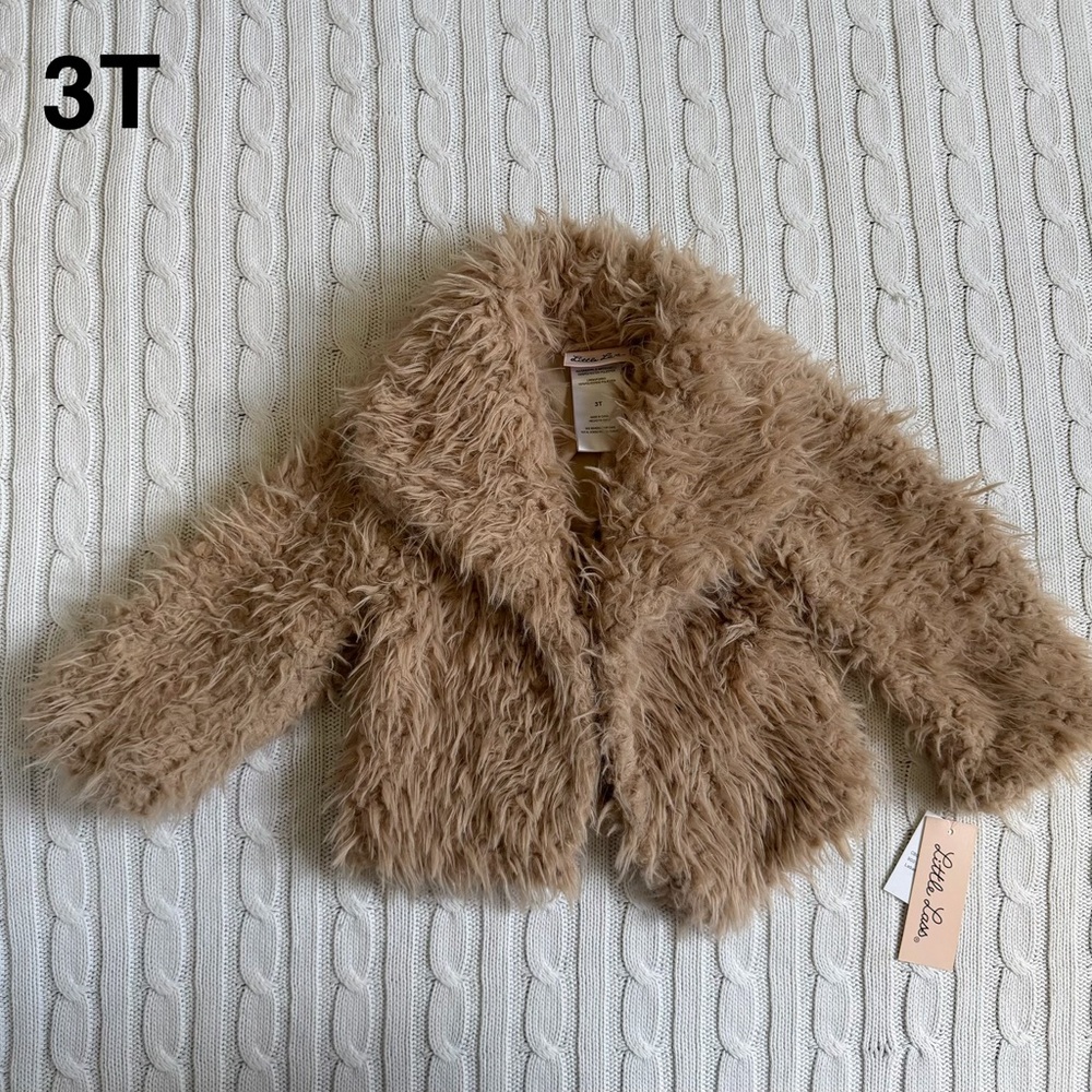 Little Lass 3T Toddler Girls Faux Fur Jacket Sherpa Like NEW Holiday Picture